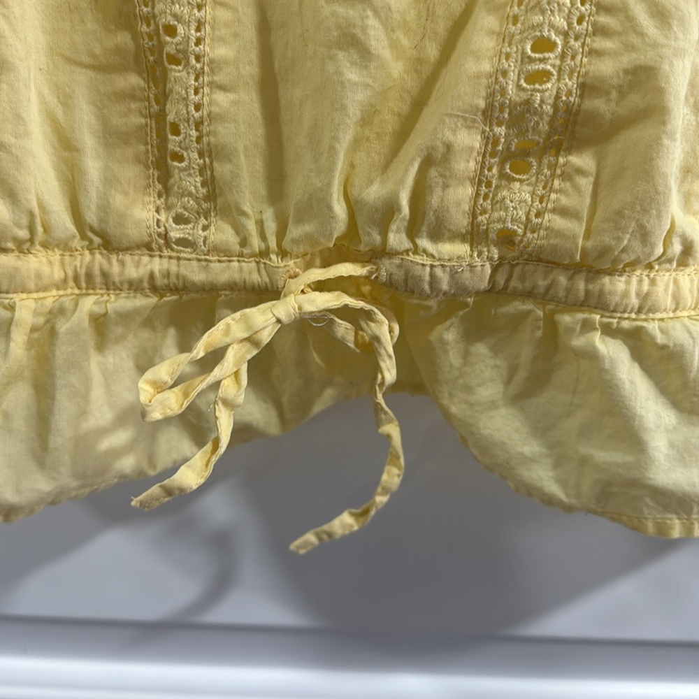 Urban Outfitters Yellow Ruffle Tie Waist Eyelet Top - Picture 3 of 6